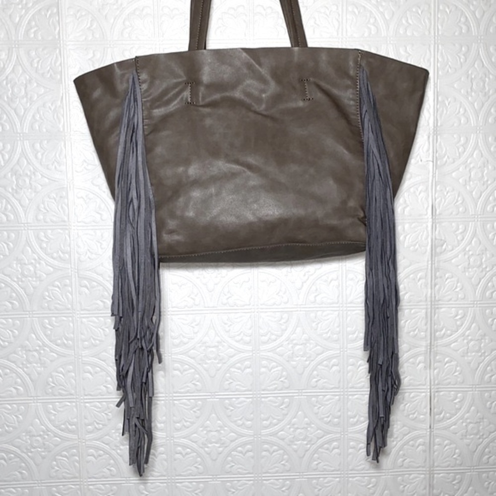 Boho Vegan Tote with Long Fringe Detail